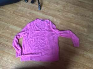 Lands' End Pink Cotton Blend V-Neck Pullover Sweater